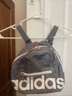 adidas Heather Gray Mini Backpack with White Logo